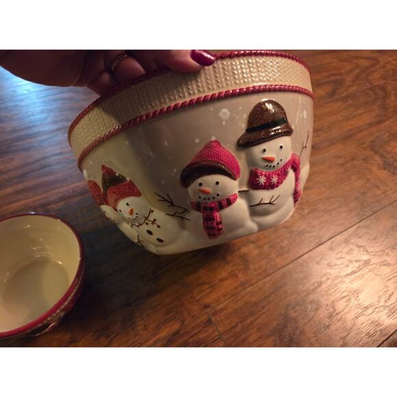 St. Nicholas Square Large Small Chip Dip Bowls 10"+ 6" Christmas Holiday - Picture 2 of 5
